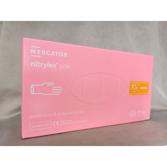 Púdermentes nitril kesztyű Mercator Nitrylex rőzsaszín XS - 100 db