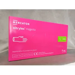 Púdermentes nitril kesztyű Mercator Nitrylex magenta S - 100 db